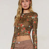 Floral Leopard Mesh Crop Top