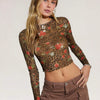 Floral Leopard Mesh Crop Top