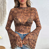 Heart Print Mesh Crop Top
