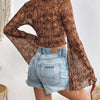 Heart Print Mesh Crop Top