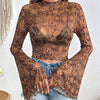 Heart Print Mesh Crop Top