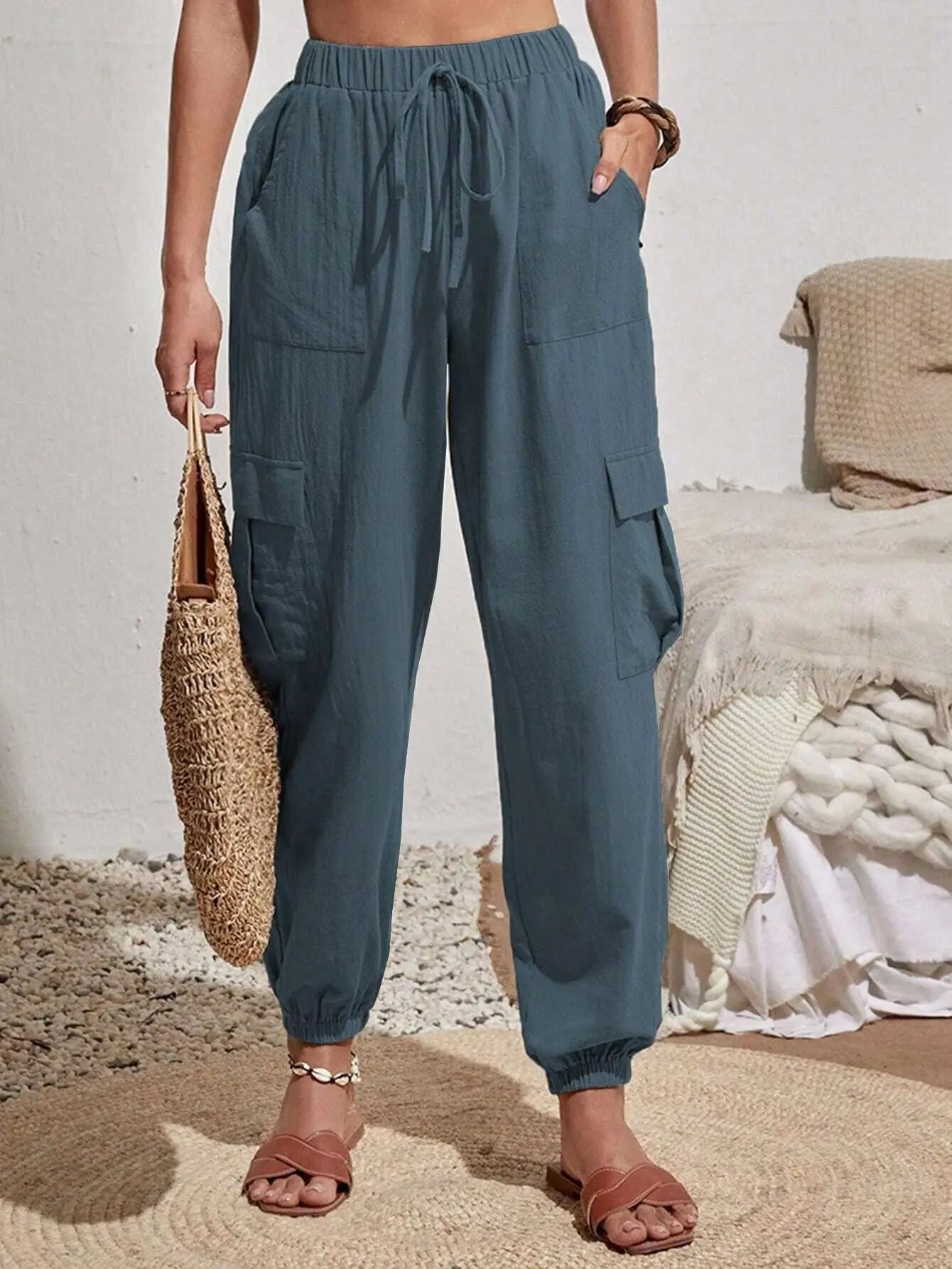 Women's Drawstring Cargo Jogger Pants