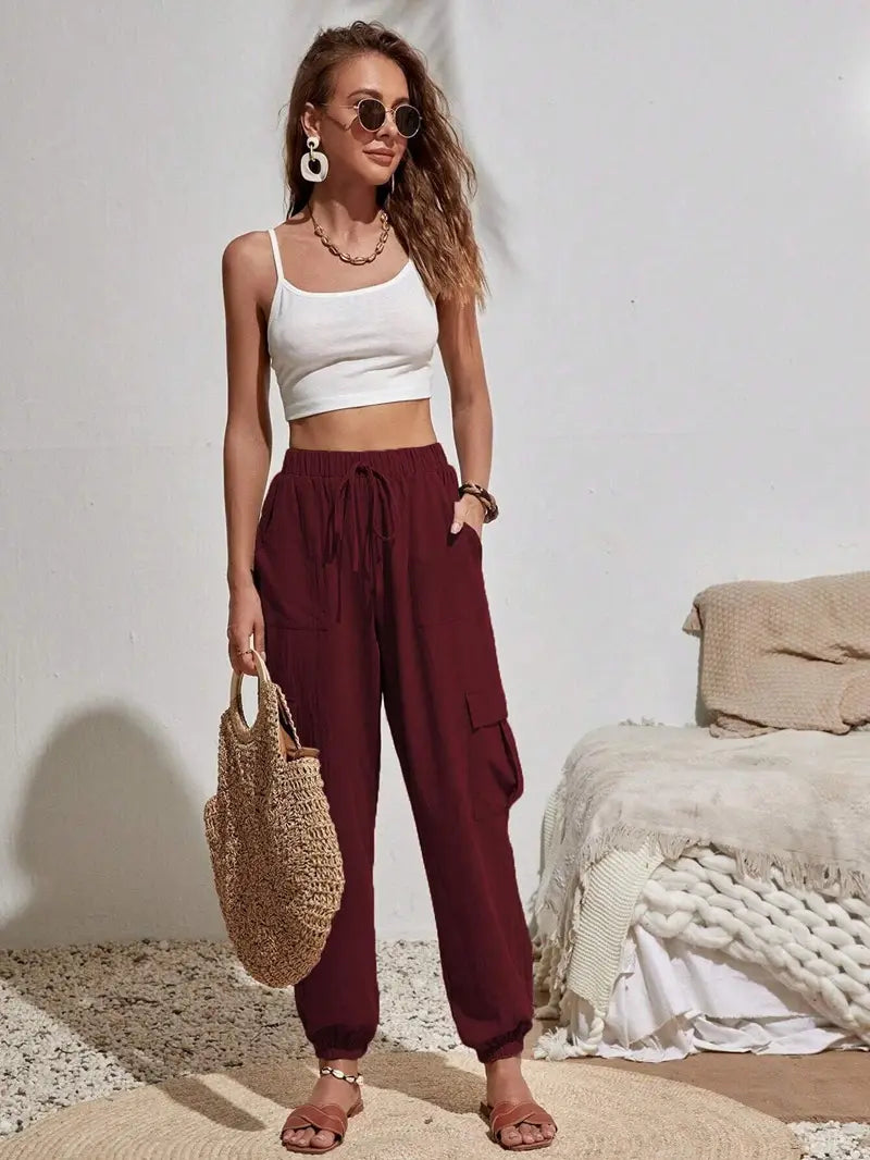 Women's Drawstring Cargo Jogger Pants
