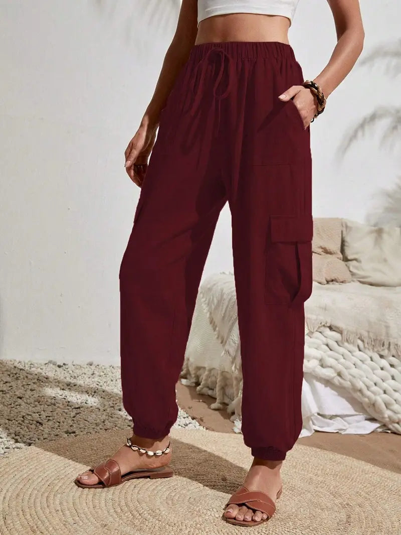 Women's Drawstring Cargo Jogger Pants