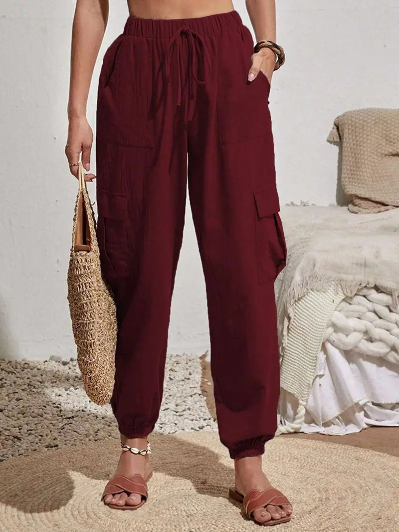 Women's Drawstring Cargo Jogger Pants