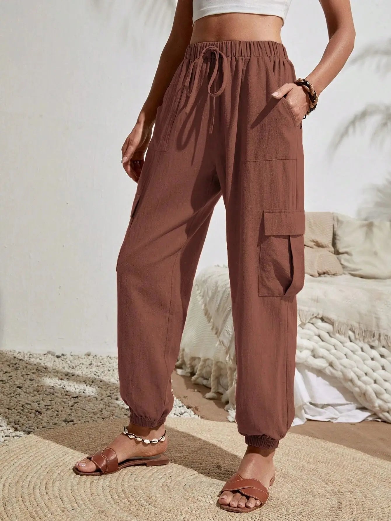 Women's Drawstring Cargo Jogger Pants