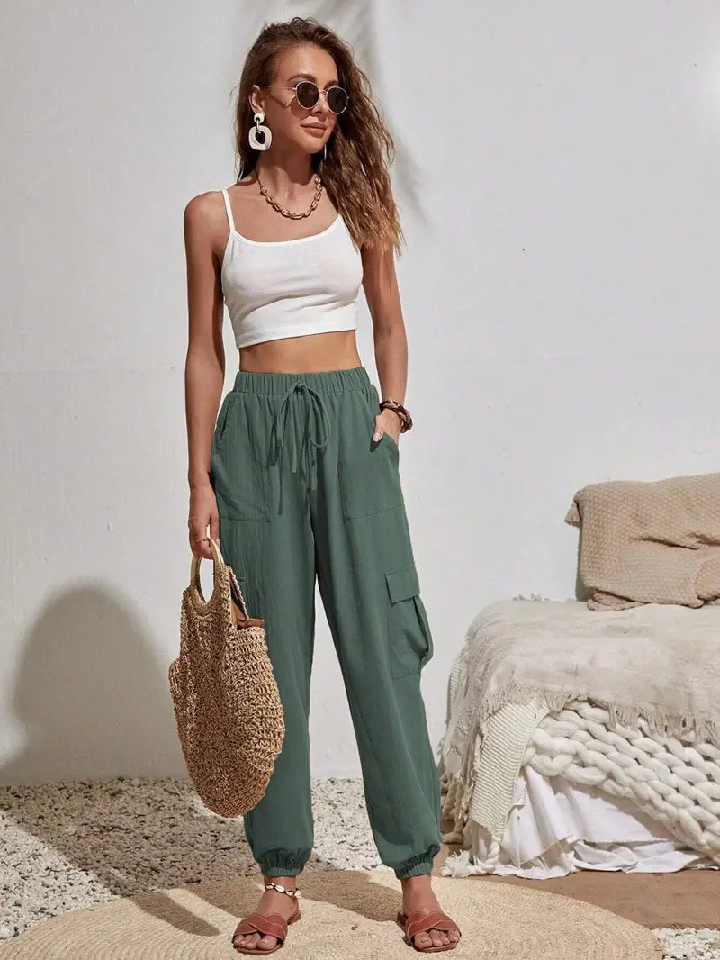 Women's Drawstring Cargo Jogger Pants