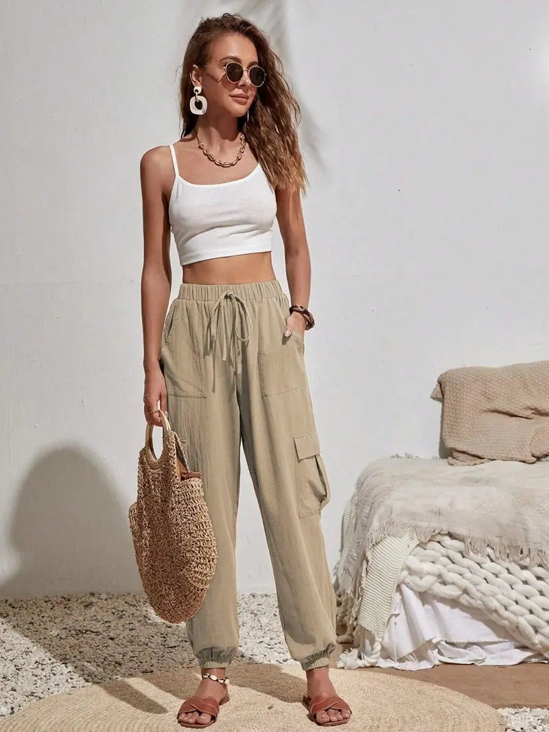 Women's Drawstring Cargo Jogger Pants