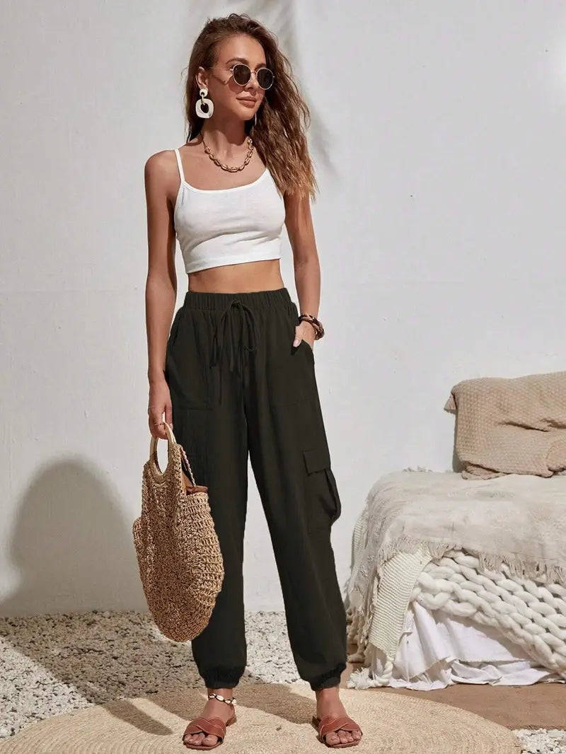 Women's Drawstring Cargo Jogger Pants