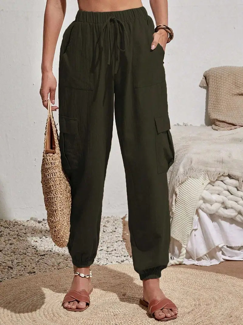 Women's Drawstring Cargo Jogger Pants
