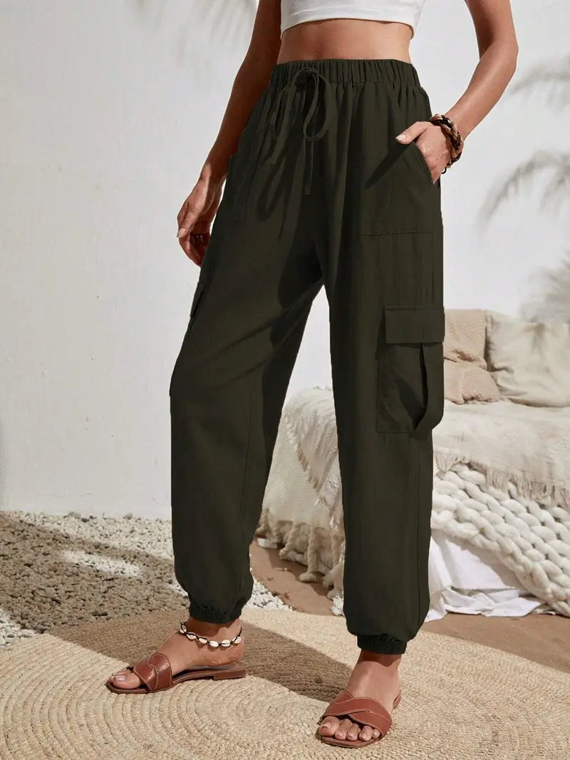 Women's Drawstring Cargo Jogger Pants
