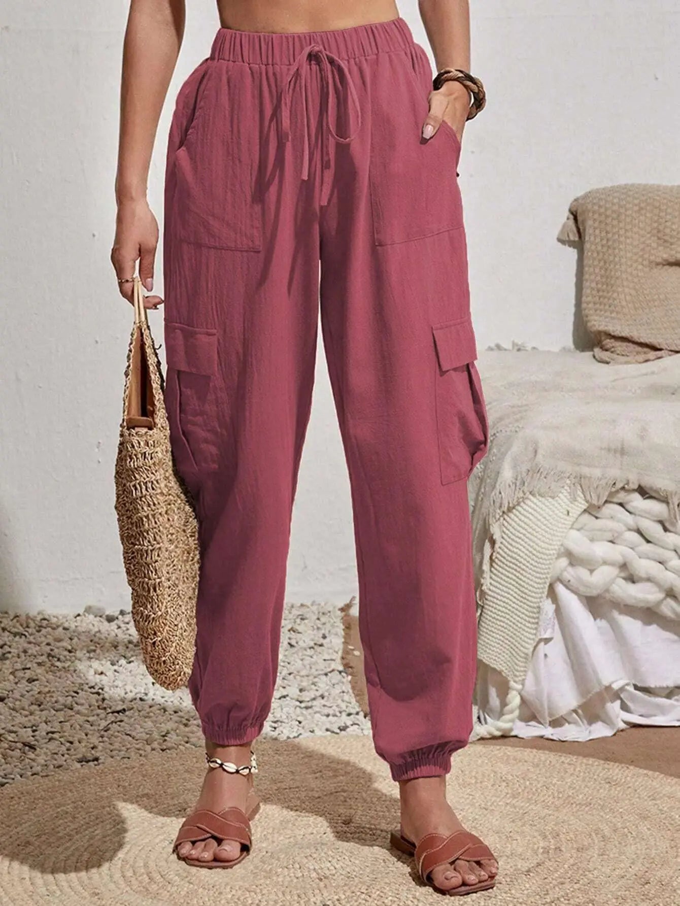 Women's Drawstring Cargo Jogger Pants