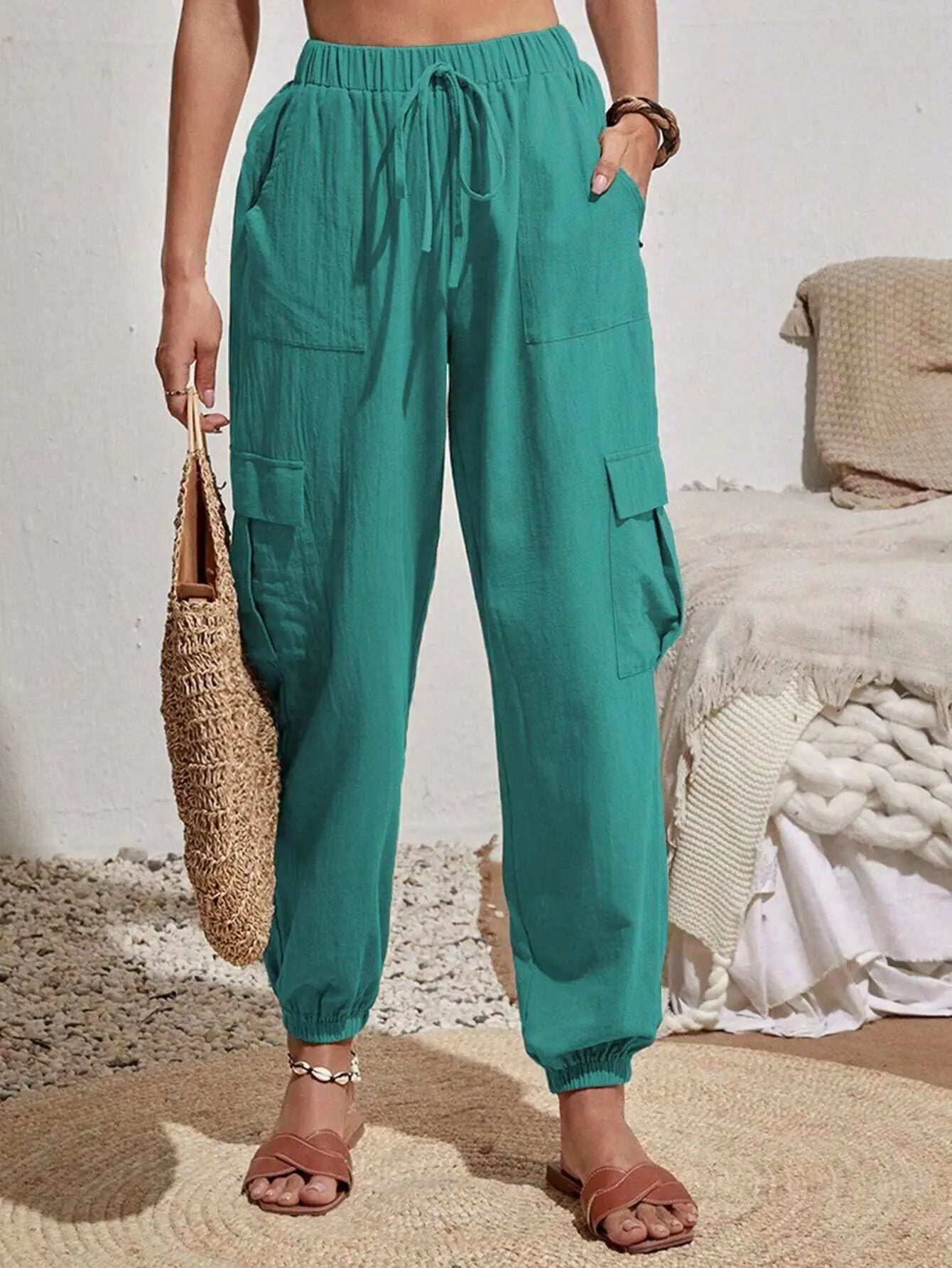 Women's Drawstring Cargo Jogger Pants