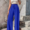 High-Waist Drawstring Wide-Leg Palazzo Pants