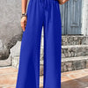 High-Waist Drawstring Wide-Leg Palazzo Pants