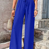 High-Waist Drawstring Wide-Leg Palazzo Pants