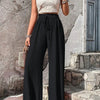 High-Waist Drawstring Wide-Leg Palazzo Pants