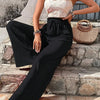 High-Waist Drawstring Wide-Leg Palazzo Pants