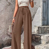 High-Waist Drawstring Wide-Leg Palazzo Pants