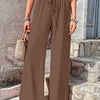 High-Waist Drawstring Wide-Leg Palazzo Pants