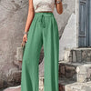 High-Waist Drawstring Wide-Leg Palazzo Pants