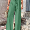 High-Waist Drawstring Wide-Leg Palazzo Pants