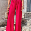 High-Waist Drawstring Wide-Leg Palazzo Pants