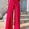 High-Waist Drawstring Wide-Leg Palazzo Pants