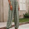Women's Boho Print Smocked Waist Jogger Pants