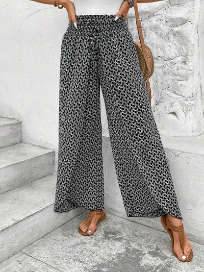Women's Print Smocked Waist Palazzo Pants