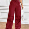 Women's Drawstring Wide-Leg Cargo Pants