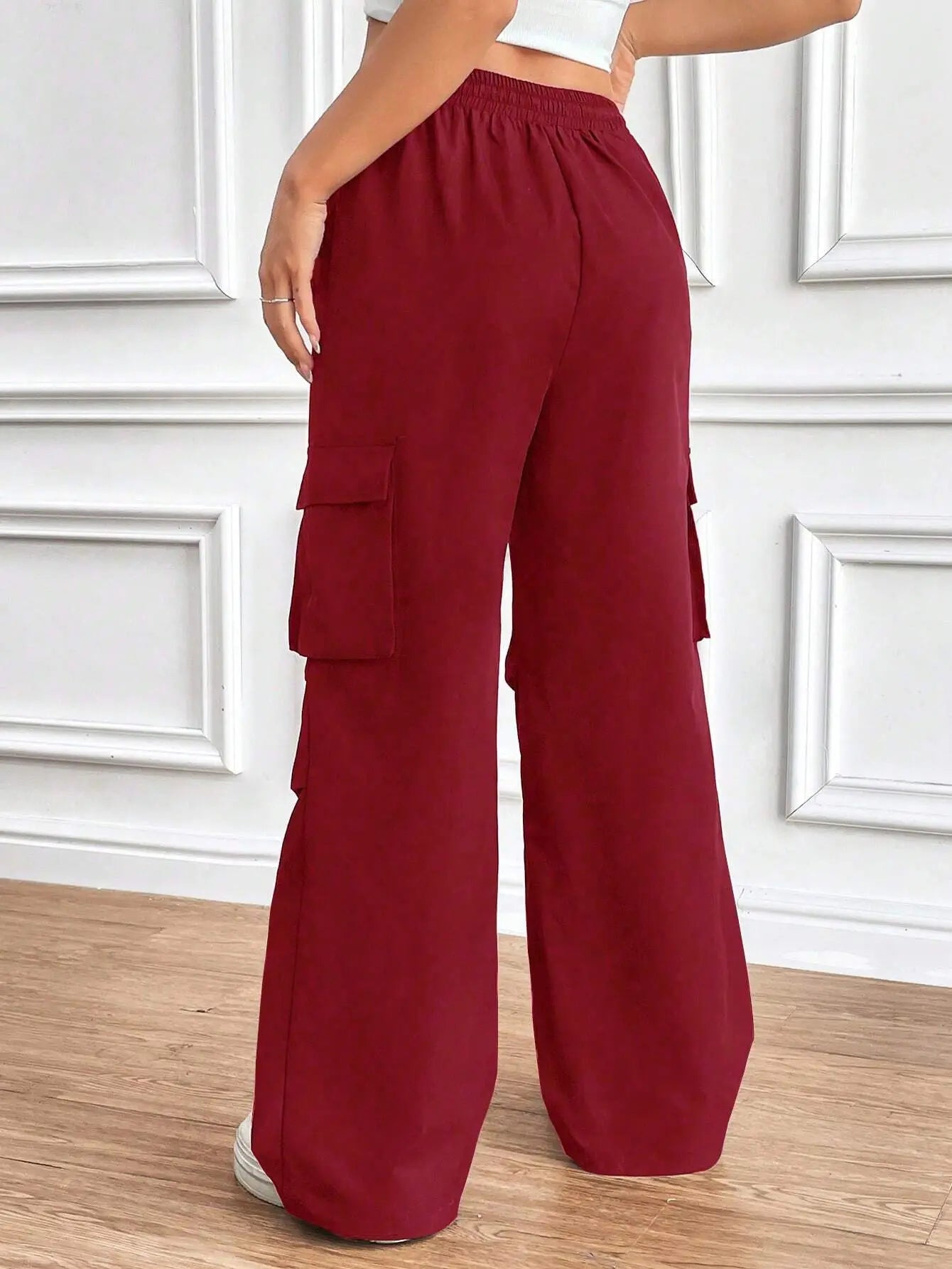 Women's Drawstring Wide-Leg Cargo Pants