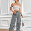 Women's Drawstring Wide-Leg Cargo Pants