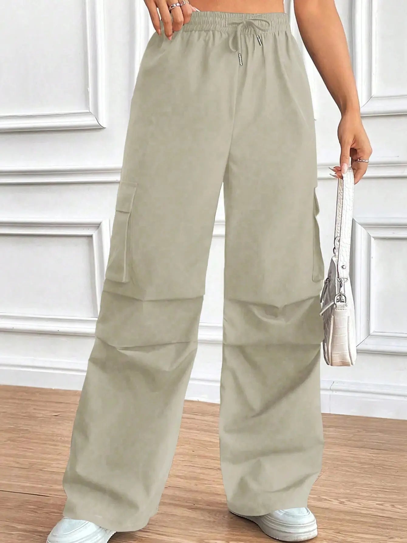 Women's Drawstring Wide-Leg Cargo Pants