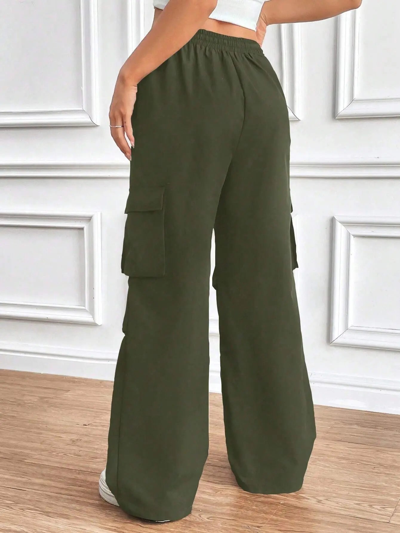 Women's Drawstring Wide-Leg Cargo Pants
