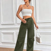 Women's Drawstring Wide-Leg Cargo Pants