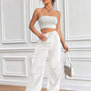 Women's Drawstring Wide-Leg Cargo Pants