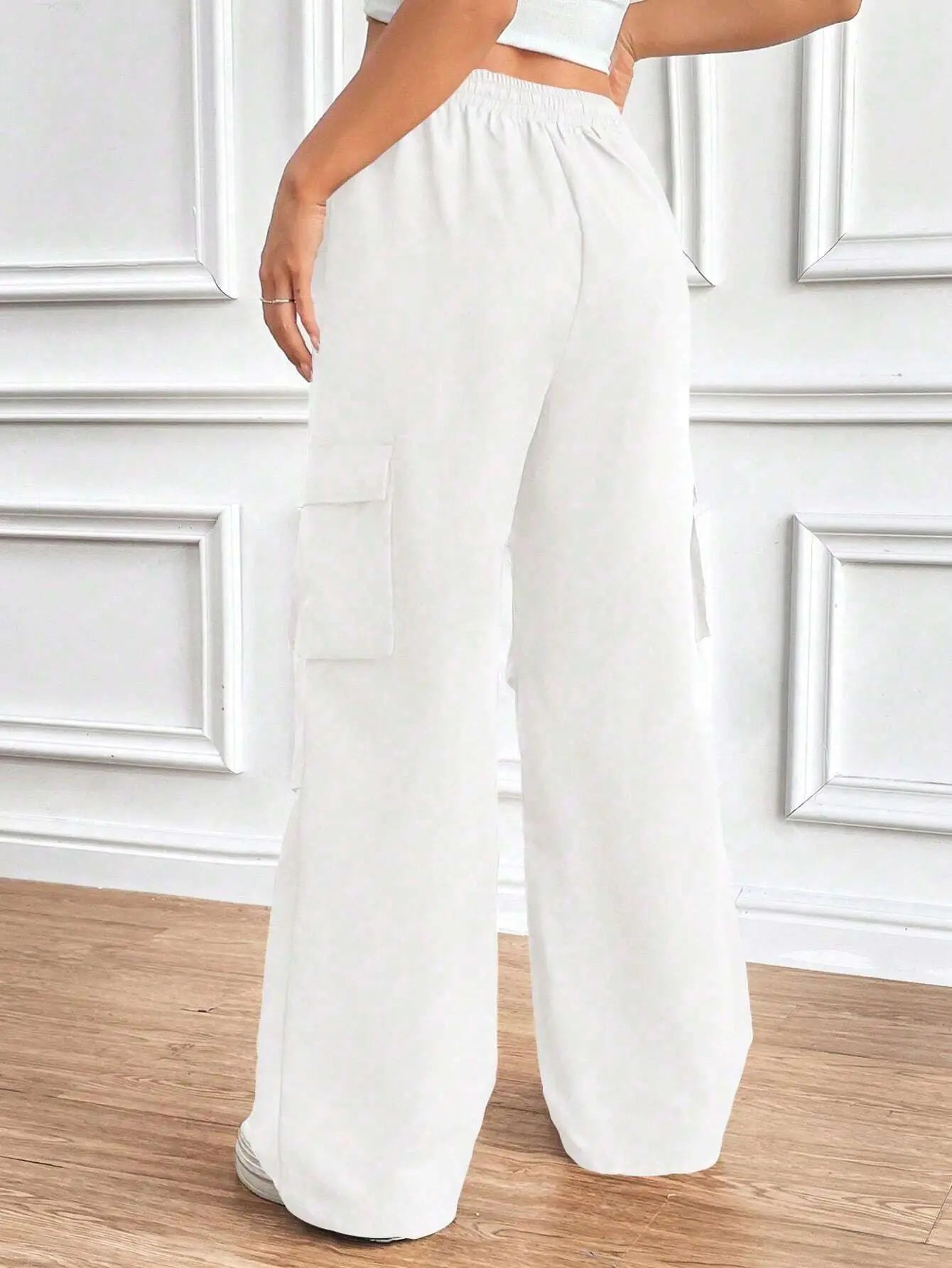 Women's Drawstring Wide-Leg Cargo Pants