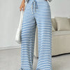 Women's Ribbed Drawstring Wide-Leg Lounge Pants