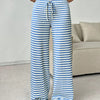 Women's Ribbed Drawstring Wide-Leg Lounge Pants