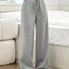 Women's Ribbed Drawstring Wide-Leg Lounge Pants