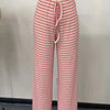 Women's Ribbed Drawstring Wide-Leg Lounge Pants