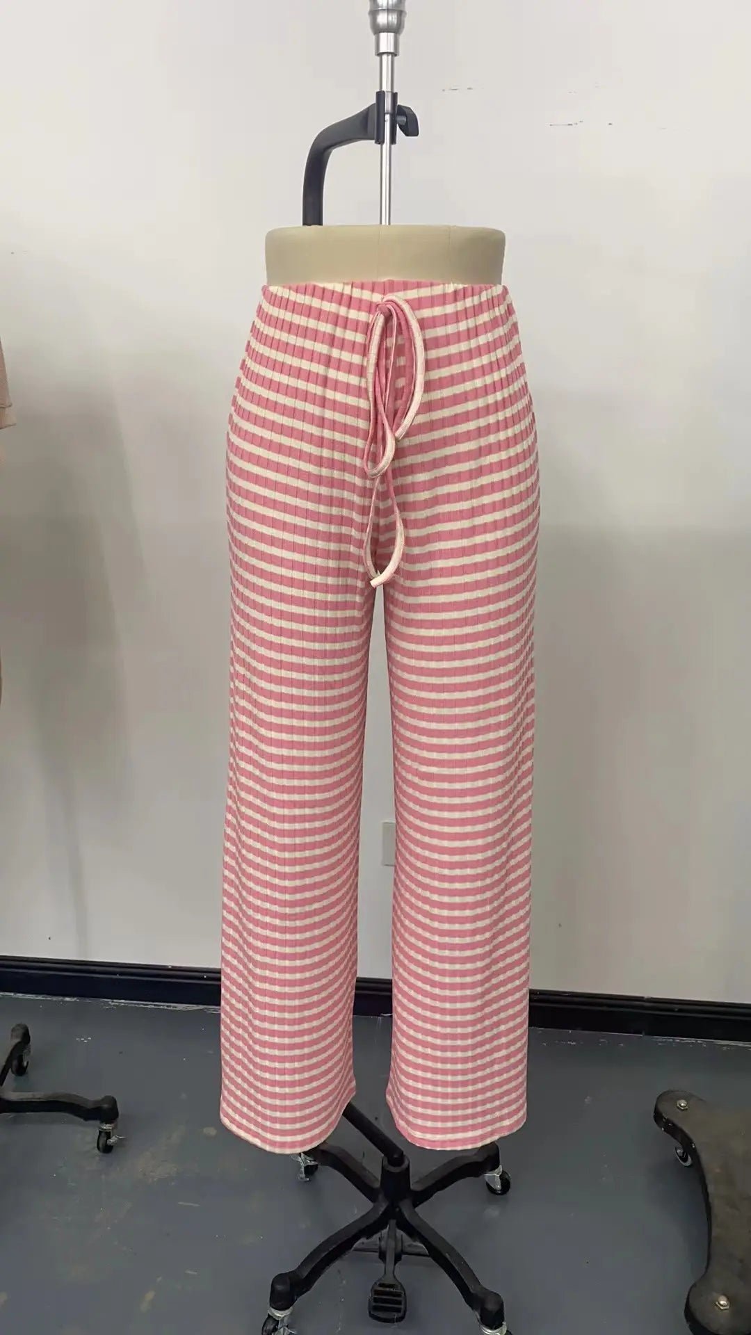 Women's Ribbed Drawstring Wide-Leg Lounge Pants