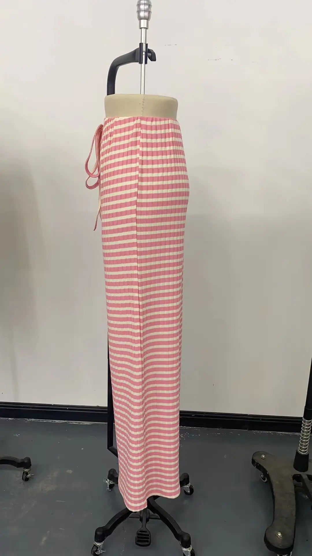 Women's Ribbed Drawstring Wide-Leg Lounge Pants