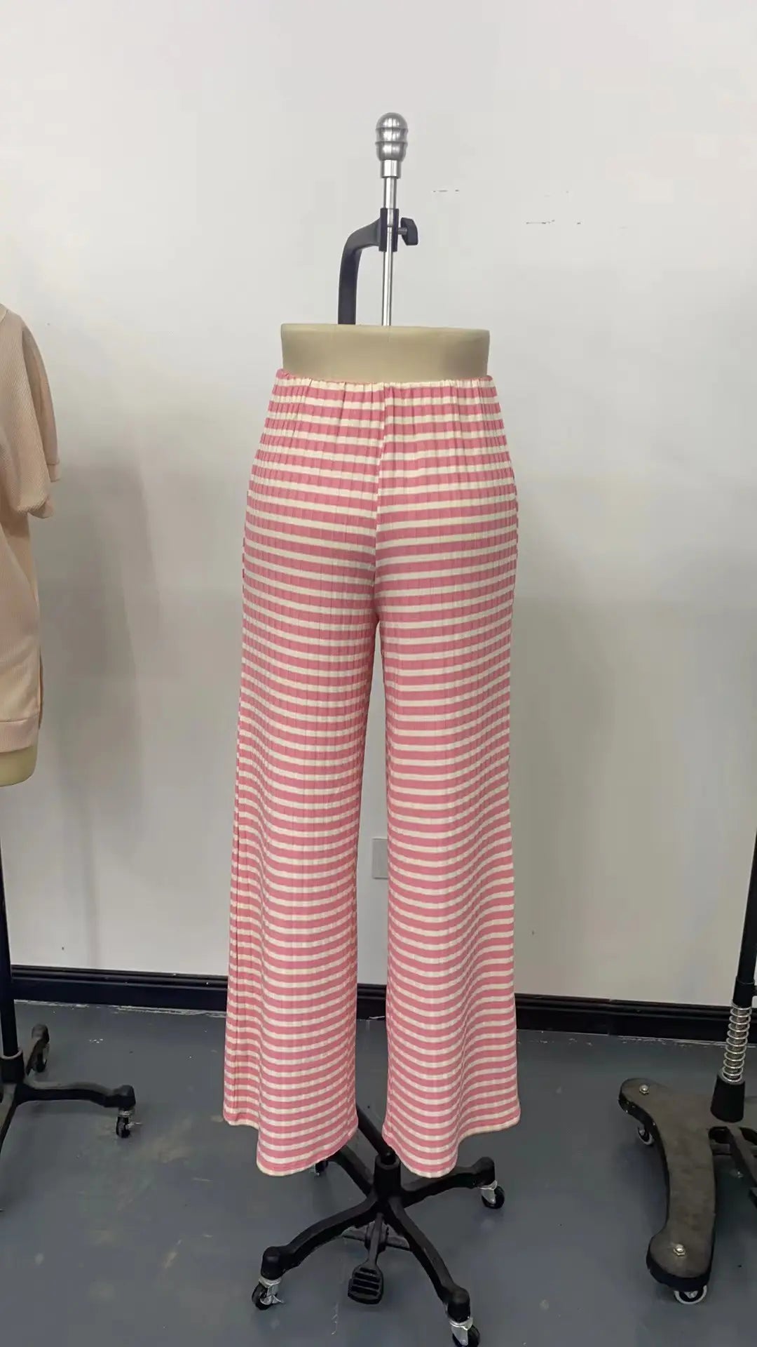 Women's Ribbed Drawstring Wide-Leg Lounge Pants
