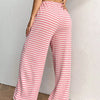 Women's Ribbed Drawstring Wide-Leg Lounge Pants