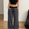 Women's Plaid Drawstring Wide-Leg Lounge Pants