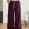 Women's Plaid Drawstring Wide-Leg Lounge Pants