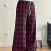 Women's Plaid Drawstring Wide-Leg Lounge Pants