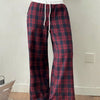 Women's Plaid Drawstring Wide-Leg Lounge Pants
